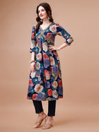 Alia Cut Floral Printed & Embroidered Rayon Kurta With Pant & Dupatta, Multicolor - Hiral Fashion | Grocsy