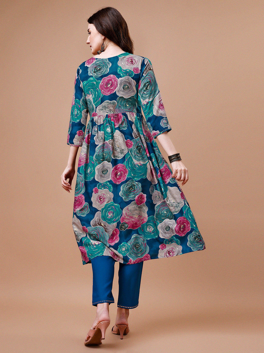 Alia Cut Floral Printed & Embroidered Rayon Kurta With Pant & Dupatta, Multicolor - Hiral Fashion | Grocsy