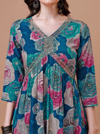 Alia Cut Floral Printed & Embroidered Rayon Kurta With Pant & Dupatta, Multicolor - Hiral Fashion | Grocsy