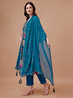 Alia Cut Floral Printed & Embroidered Rayon Kurta With Pant & Dupatta, Multicolor - Hiral Fashion | Grocsy