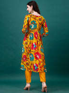 Alia Cut Hand Embroidered & Printed Pure Chinon Kurta With Pant & Dupatta, Multicolor - Hiral Fashion | Grocsy