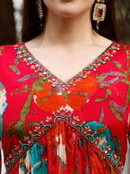 Alia Cut Hand Embroidered & Floral Printed Kurta With Pant & Dupatta Premium, Multicolor - Hiral Fashion | Grocsy