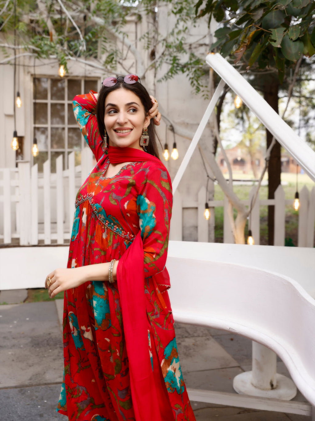 Alia Cut Hand Embroidered & Floral Printed Kurta With Pant & Dupatta Premium, Multicolor - Hiral Fashion | Grocsy