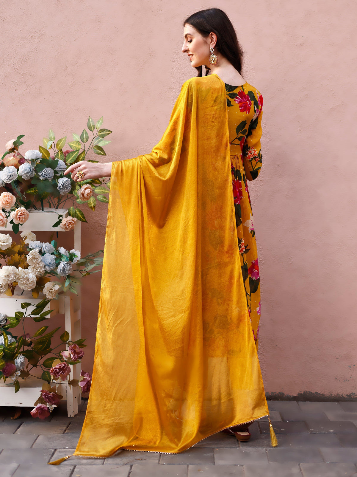 Alia Cut Hand Embroidered & Floral Printed Kurta With Pant & Dupatta Premium, Multicolor - Hiral Fashion | Grocsy