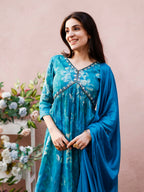 Alia Cut Hand Embroidered & Floral Printed Kurta With Pant & Dupatta Premium, Multicolor - Hiral Fashion | Grocsy