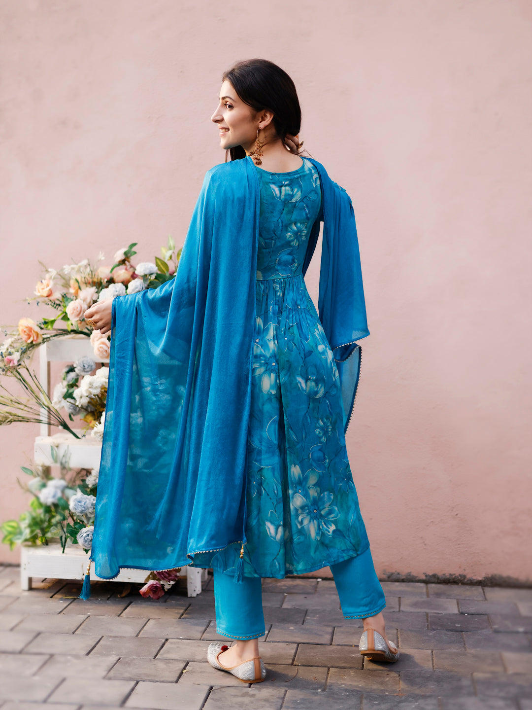 Alia Cut Hand Embroidered & Floral Printed Kurta With Pant & Dupatta Premium, Multicolor - Hiral Fashion | Grocsy