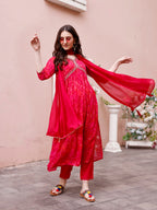 Alia Cut Hand Embroidered & Floral Printed Kurta With Pant & Dupatta Premium, Multicolor - Hiral Fashion | Grocsy