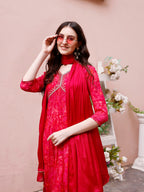 Alia Cut Hand Embroidered & Floral Printed Kurta With Pant & Dupatta Premium, Multicolor - Hiral Fashion | Grocsy