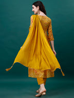 Alia Cut Hand Embroidered & Printed Pure Chinon Kurta With Pant & Dupatta, Multicolor - Hiral Fashion | Grocsy