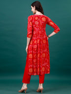 Alia Cut Hand Embroidered & Printed Pure Chinon Kurta With Pant & Dupatta, Multicolor - Hiral Fashion | Grocsy
