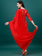 Alia Cut Hand Embroidered & Printed Pure Chinon Kurta With Pant & Dupatta, Multicolor - Hiral Fashion | Grocsy