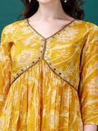 Alia Cut Hand Embroidered & Printed Pure Chinon Kurat With Pant & Dupatta, Multicolor - Hiral Fashion | Grocsy