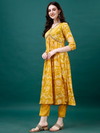 Alia Cut Hand Embroidered & Printed Pure Chinon Kurat With Pant & Dupatta, Multicolor - Hiral Fashion | Grocsy