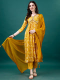 Alia Cut Hand Embroidered & Printed Pure Chinon Kurat With Pant & Dupatta, Multicolor - Hiral Fashion | Grocsy