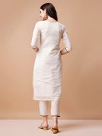Hand Embroidered Kurta With Pant & Banarasi Jacquard Dupatta, Multicolor - Hiral Fashion | Grocsy