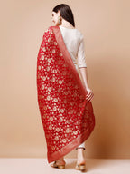 Hand Embroidered Kurta With Pant & Banarasi Jacquard Dupatta, Multicolor - Hiral Fashion | Grocsy