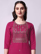 Embroidered Kurta With Pant & Dupatta Set, Multicolor - Hiral Fashion | Grocsy