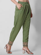 Hand Embroidered Kurta With Pant And Dupatta Set Premium, Multicolor - Hiral Fashion | Grocsy