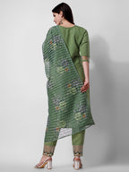 Hand Embroidered Kurta With Pant And Dupatta Set Premium, Multicolor - Hiral Fashion | Grocsy