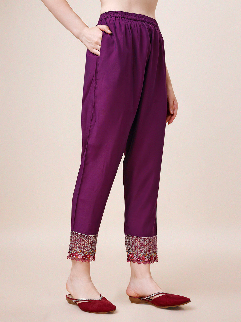 Hand Embroidered Kurta With Pant And Dupatta Set Premium, Multicolor - Hiral Fashion | Grocsy