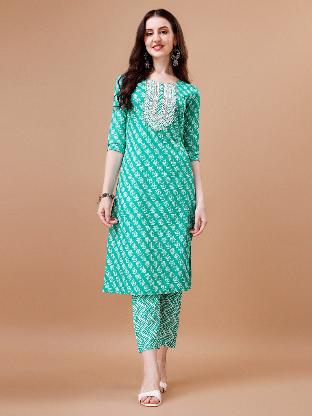 Embroidered & Floral Printed Kurta With Pant & Dupatta, Multicolor - Hiral Fashion | Grocsy