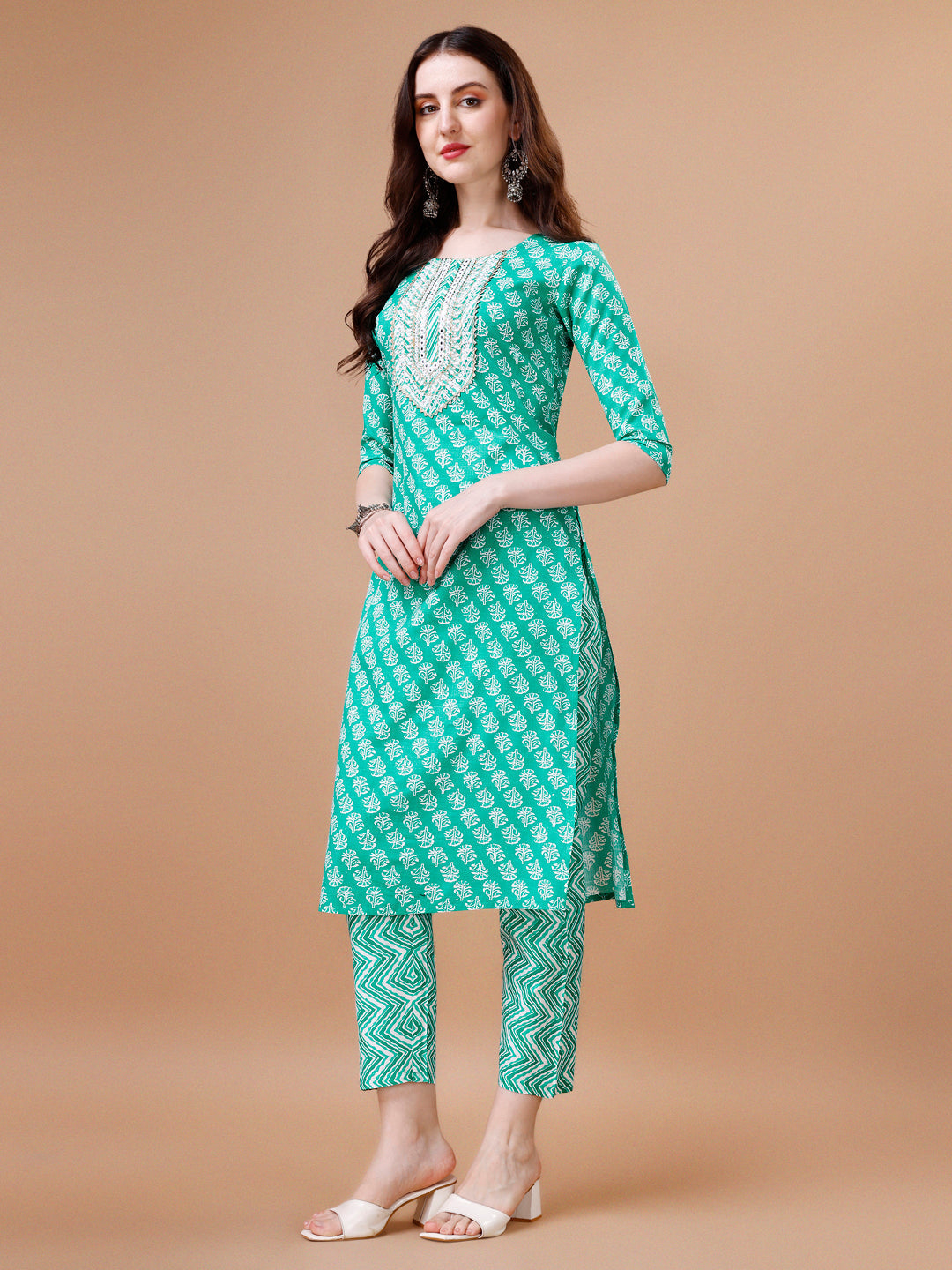 Embroidered & Floral Printed Kurta With Pant & Dupatta, Multicolor - Hiral Fashion | Grocsy