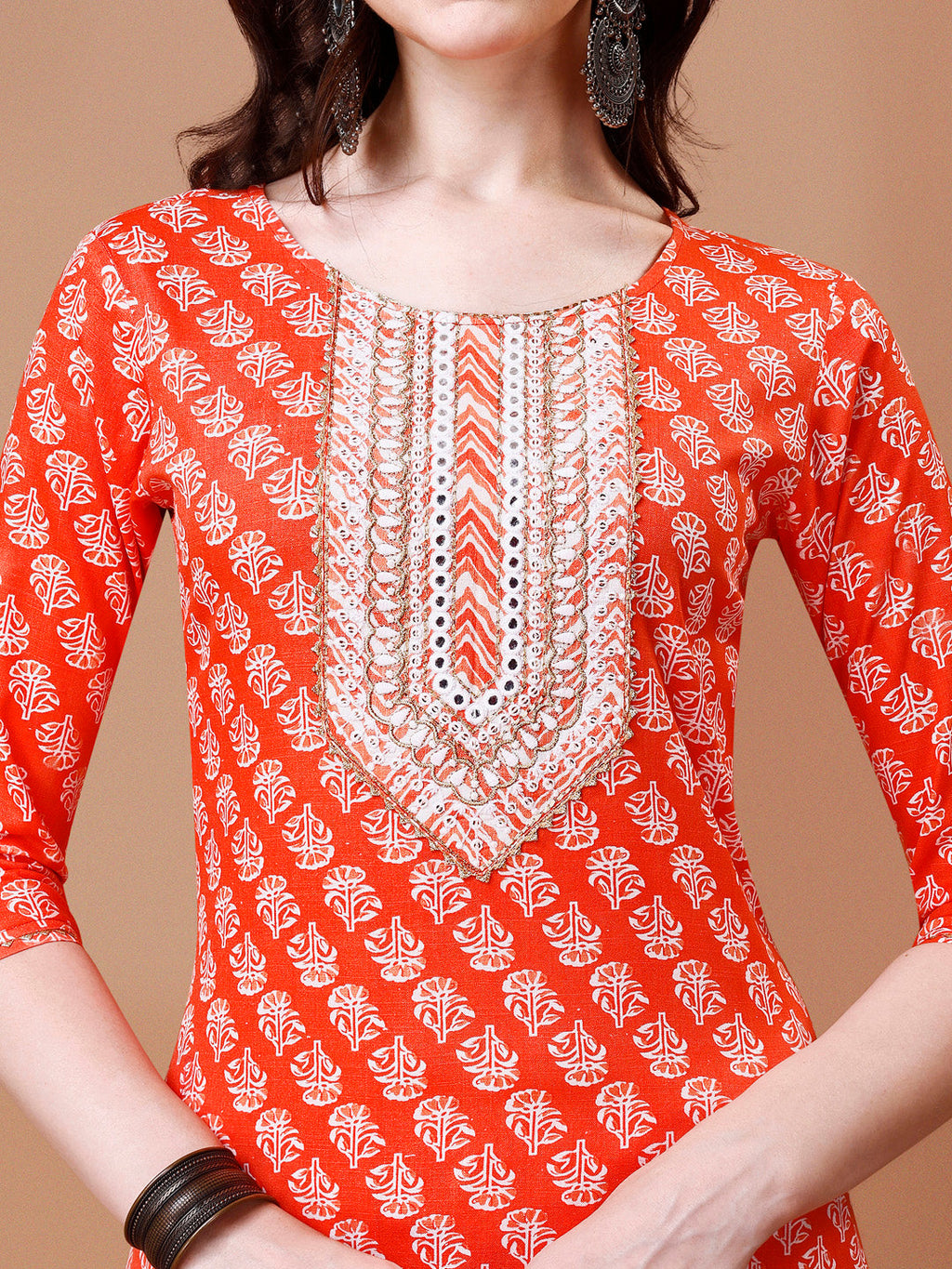 Embroidered & Floral Printed Kurta With Pant & Dupatta, Multicolor - Hiral Fashion | Grocsy