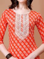 Embroidered & Floral Printed Kurta With Pant & Dupatta, Multicolor - Hiral Fashion | Grocsy