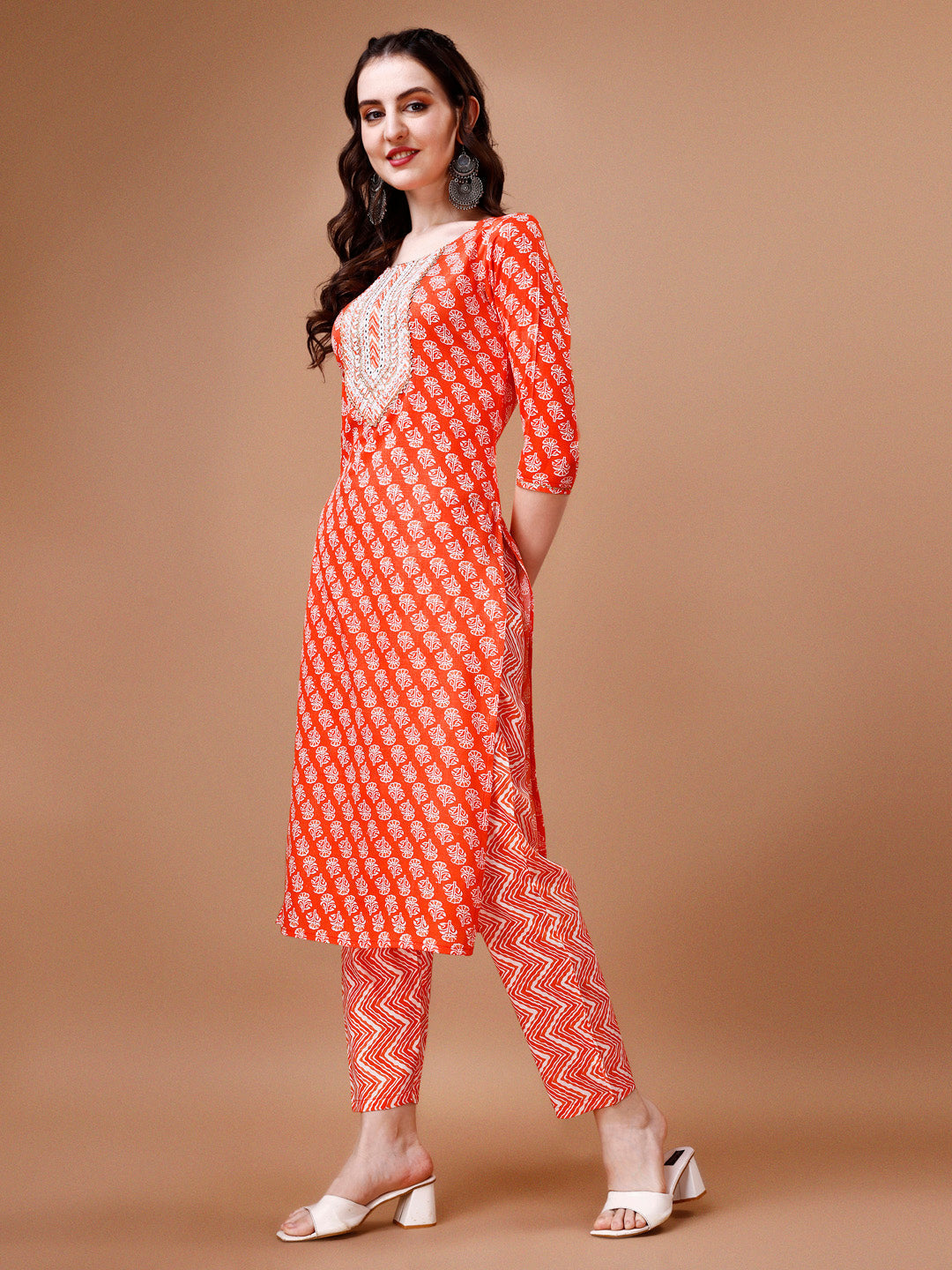 Embroidered & Floral Printed Kurta With Pant & Dupatta, Multicolor - Hiral Fashion | Grocsy