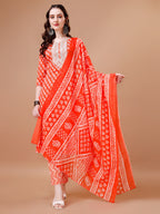 Embroidered & Floral Printed Kurta With Pant & Dupatta, Multicolor - Hiral Fashion | Grocsy