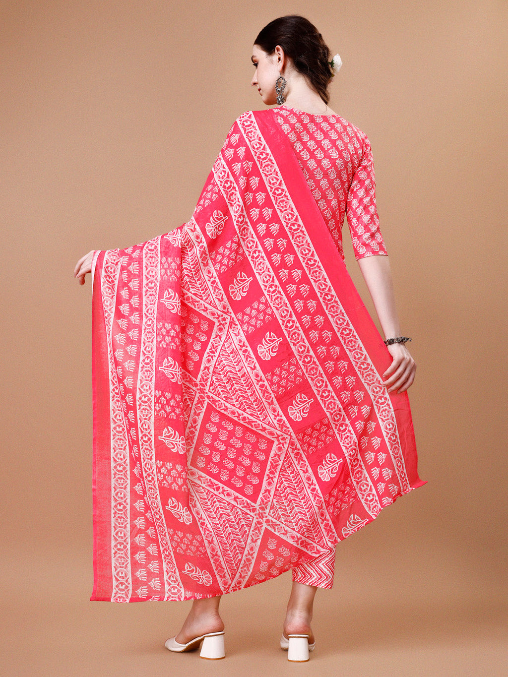 Embroidered & Floral Printed Kurta With Pant & Dupatta, Multicolor - Hiral Fashion | Grocsy