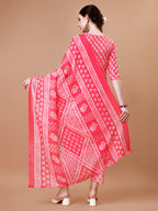 Embroidered & Floral Printed Kurta With Pant & Dupatta, Multicolor - Hiral Fashion | Grocsy