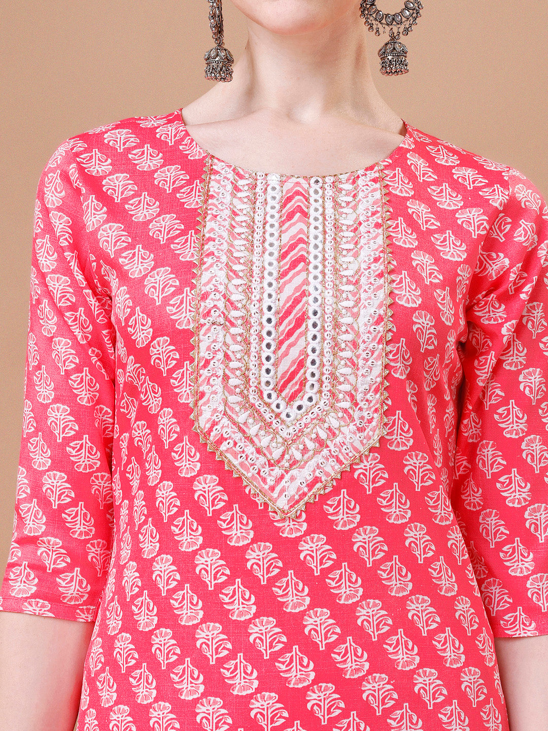 Embroidered & Floral Printed Kurta With Pant & Dupatta, Multicolor - Hiral Fashion | Grocsy