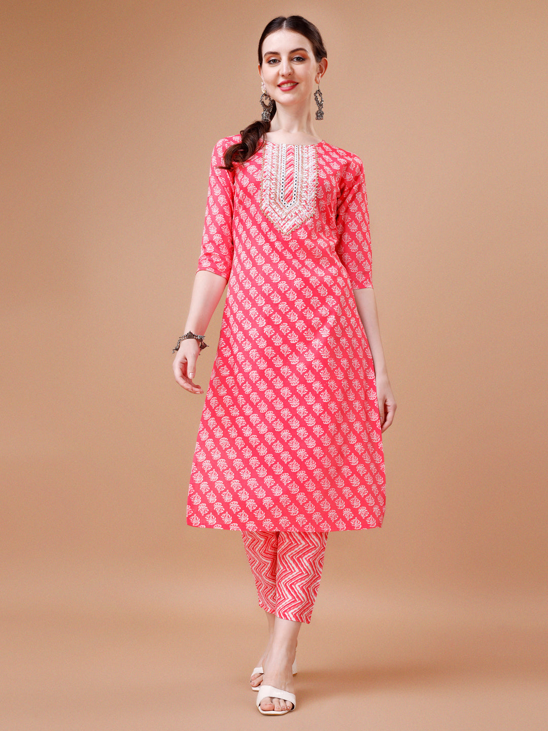 Embroidered & Floral Printed Kurta With Pant & Dupatta, Multicolor - Hiral Fashion | Grocsy