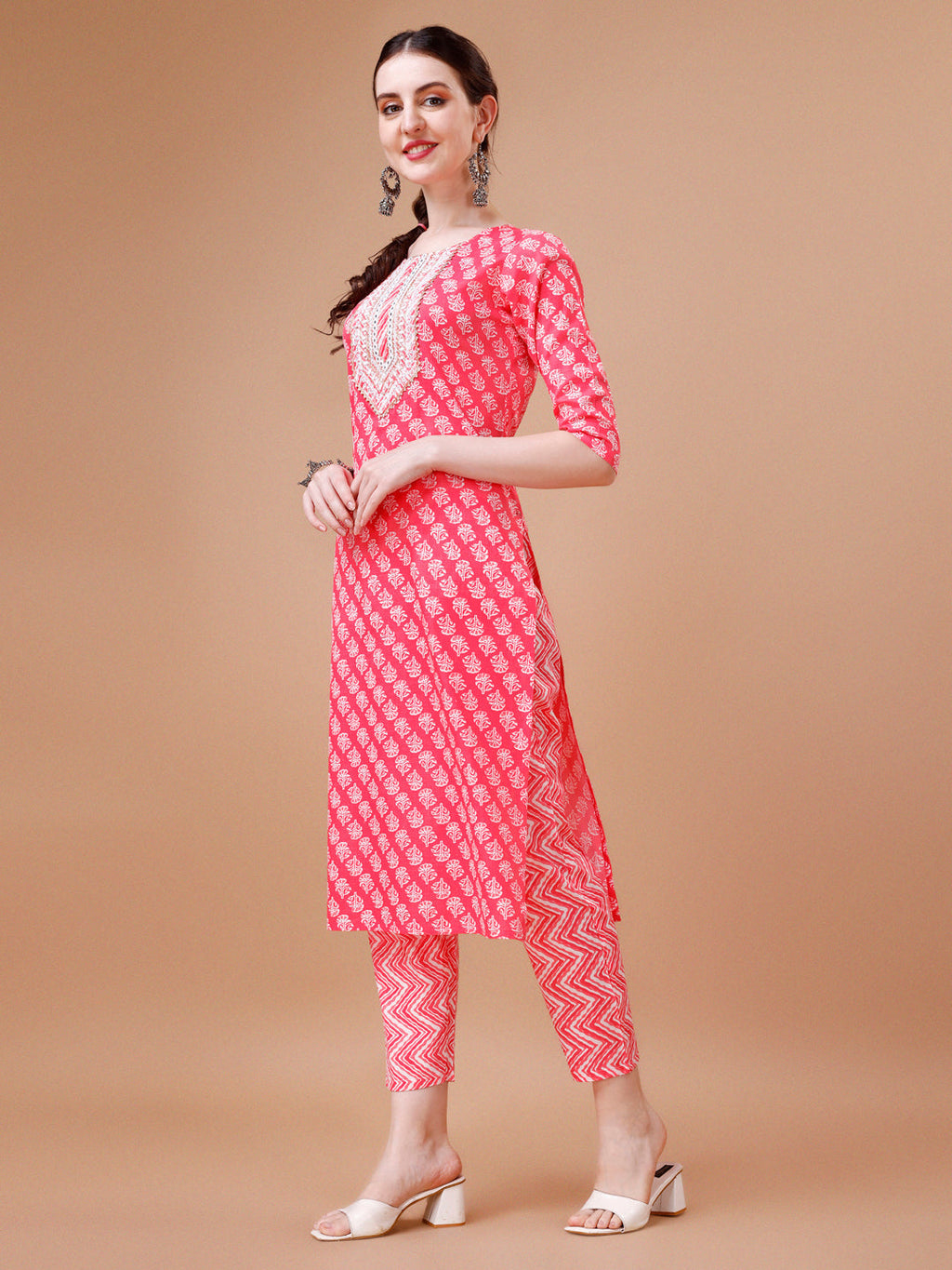 Embroidered & Floral Printed Kurta With Pant & Dupatta, Multicolor - Hiral Fashion | Grocsy