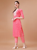 Embroidered & Floral Printed Kurta With Pant & Dupatta, Multicolor - Hiral Fashion | Grocsy