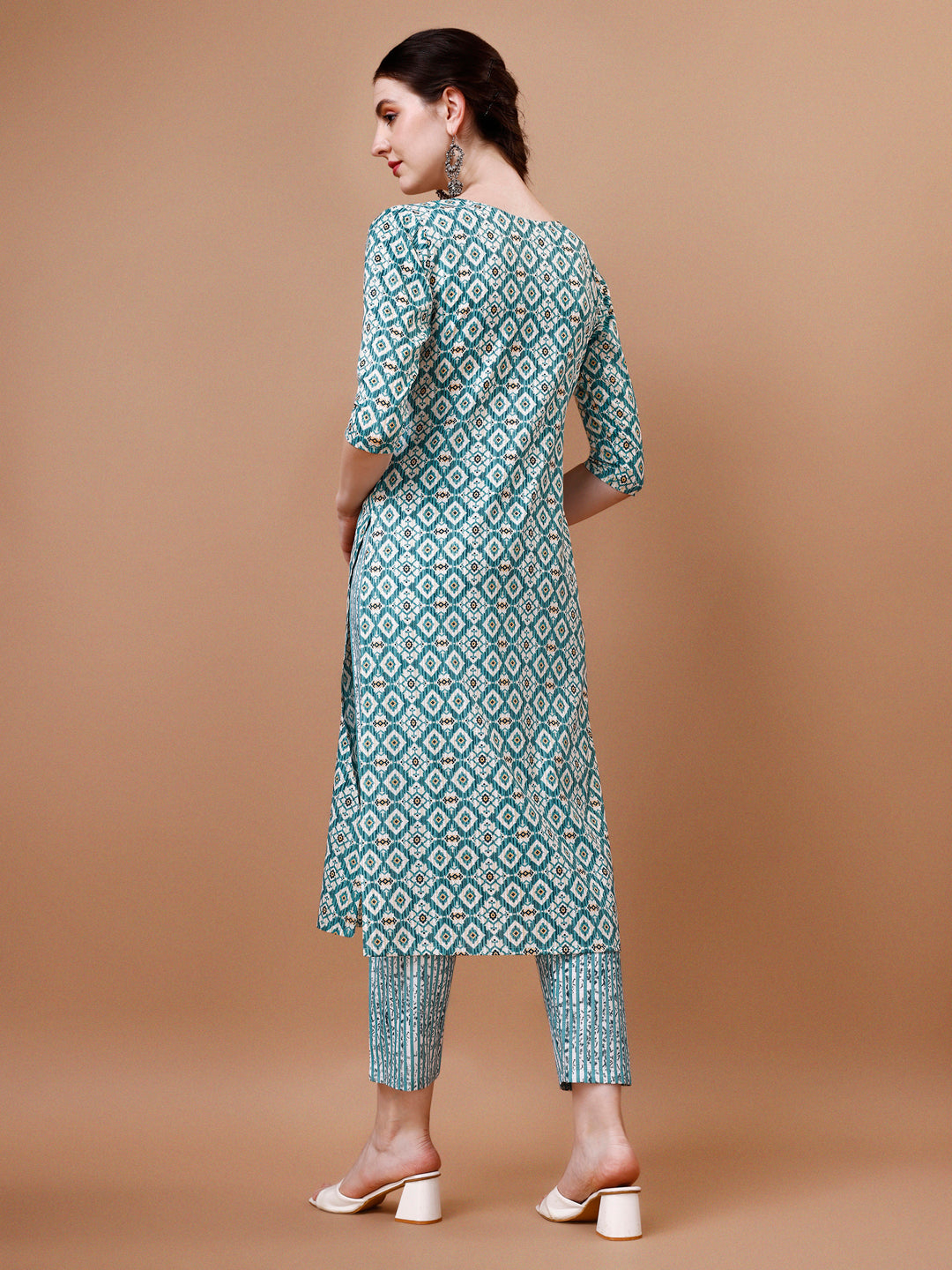 Printed & Lace Yoke Embroidered Kurta With Pant & Dupatta, Multicolor - Hiral Fashion | Grocsy