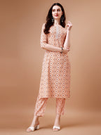 Printed & Lace Yoke Embroidered Kurta With Pant & Dupatta, Multicolor - Hiral Fashion | Grocsy