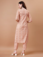 Printed & Lace Yoke Embroidered Kurta With Pant & Dupatta, Multicolor - Hiral Fashion | Grocsy