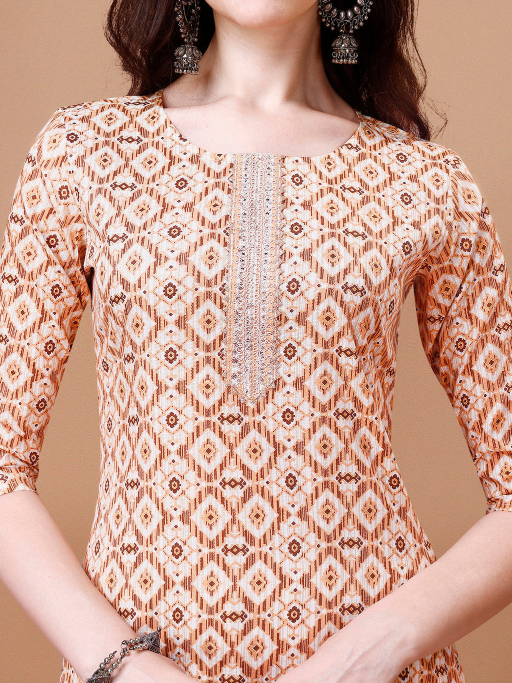 Printed & Lace Yoke Embroidered Kurta With Pant & Dupatta, Multicolor - Hiral Fashion | Grocsy