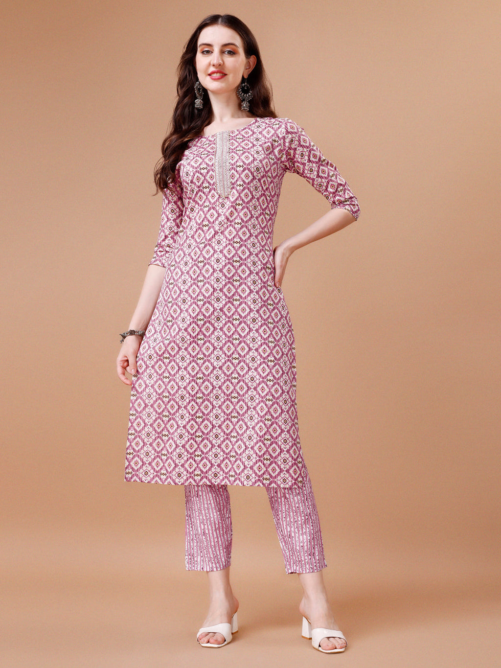 Printed & Lace Yoke Embroidered Kurta With Pant & Dupatta, Multicolor - Hiral Fashion | Grocsy