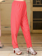 Placement Printed & Embroidered Flared Kurta With Pant & Printed Dupatta, Pink - Hiral Fashion | Grocsy