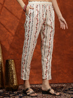 Lace Detailing & Printed Kurta With Pant & Dupatta, Pink - Hiral Fashion | Grocsy