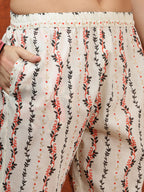 Lace Detailing & Printed Kurta With Pant & Dupatta, Pink - Hiral Fashion | Grocsy