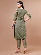 Pure Banarasi Chanderi Jacquard Kurta With Pant & Dupatta Set, Multicolor - Hiral Fashion | Grocsy
