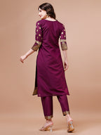 Pure Banarasi Chanderi Jacquard Kurta With Pant & Dupatta Set, Multicolor - Hiral Fashion | Grocsy