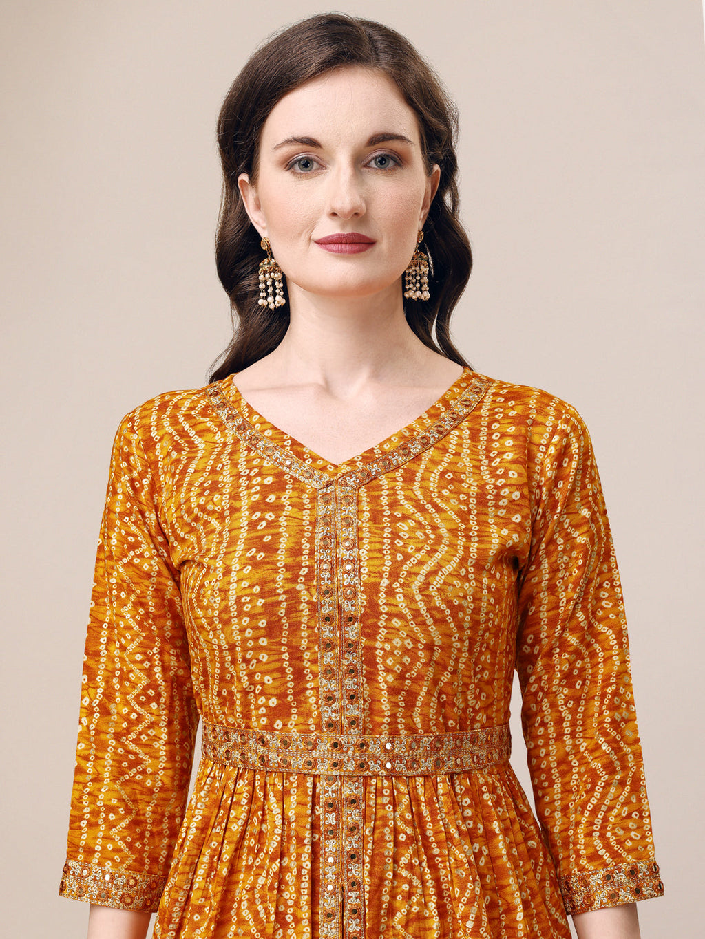 Printed & Embroidered Front Slit Kurta, Pant, Dupatta And Belt Set, Multicolor - Hiral Fashion | Grocsy