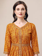Printed & Embroidered Front Slit Kurta, Pant, Dupatta And Belt Set, Multicolor - Hiral Fashion | Grocsy