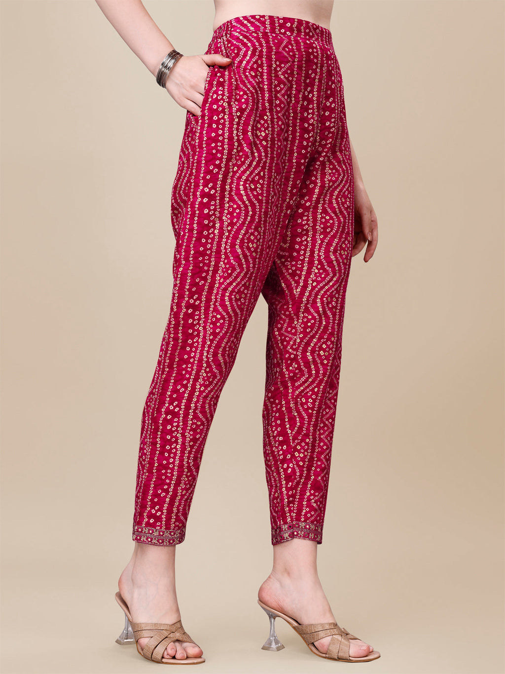 Printed & Embroidered Front Slit Kurta, Pant, Dupatta And Belt Set, Multicolor - Hiral Fashion | Grocsy