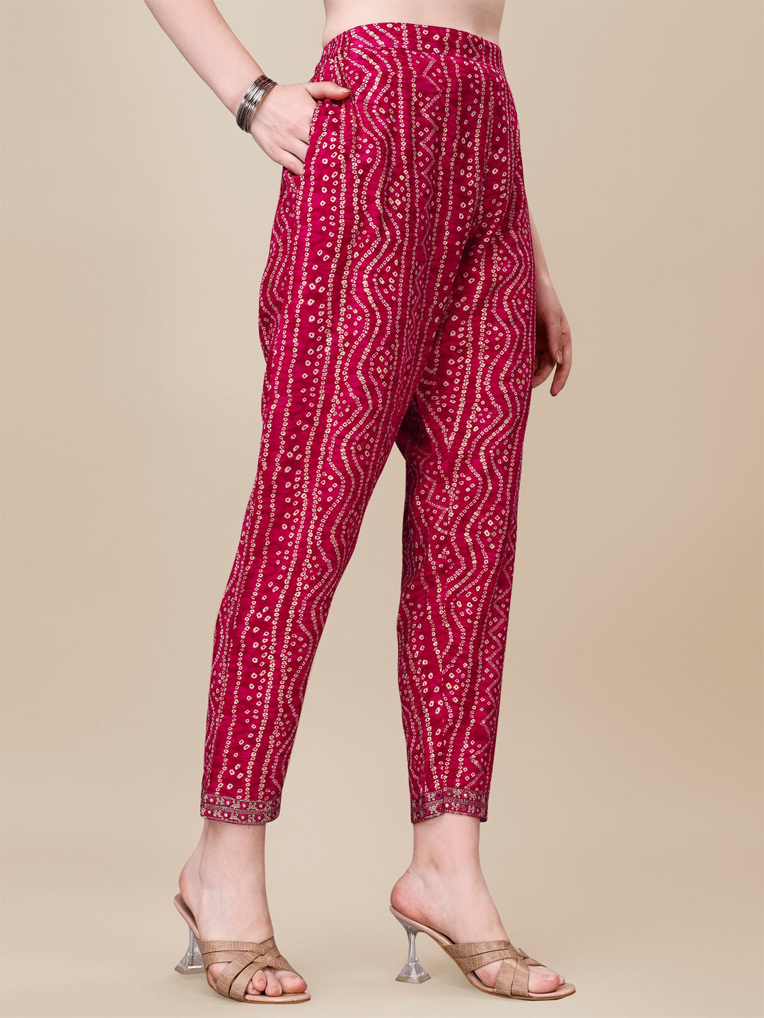 Printed & Embroidered Front Slit Kurta, Pant, Dupatta And Belt Set, Multicolor - Hiral Fashion | Grocsy